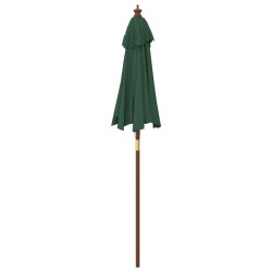 Parasol de jardin avec mât en bois vert 196x231 cm 