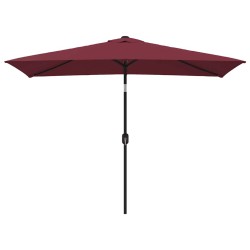 Parasol d'extérieur avec mât en métal 300x200 cm rouge bordeaux 