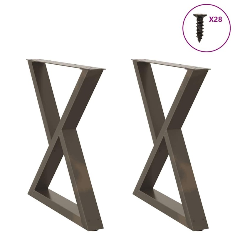 Pieds de table à manger 2 pièces Acier naturel 70 x (72-73,3) cm Acier 