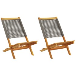 Chaises de jardin lot de 2 gris bois d'acacia et polypropylène 