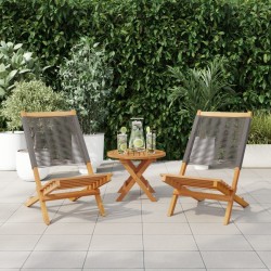 Chaises de jardin lot de 2 gris bois d'acacia et polypropylène 