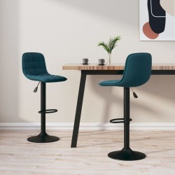 Tabourets de bar lot de 2 bleu velours 