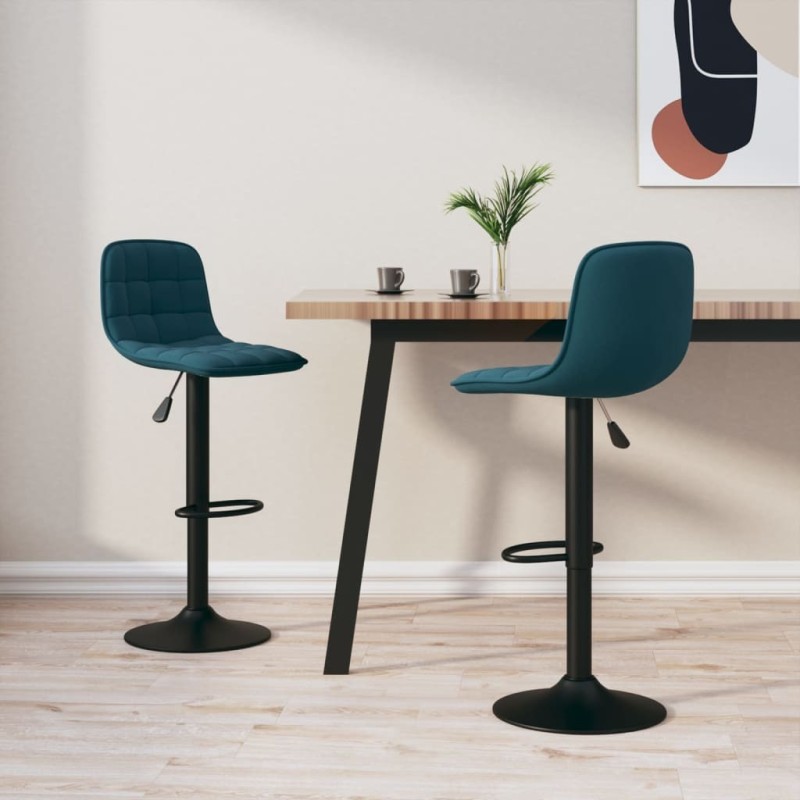 Tabourets de bar lot de 2 bleu velours Tabourets de bar lot de 2 bleu velours