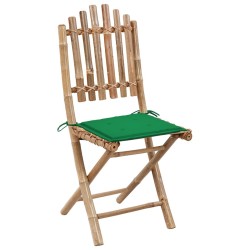 Chaises pliables de jardin lot de 2 avec coussins Bambou 