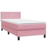 Sommier à lattes de lit avec matelas rose 90x210 cm velours 