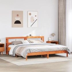Cadre de lit sans matelas cire marron 180x200cm bois pin massif 