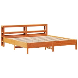 Cadre de lit sans matelas cire marron 180x200cm bois pin massif 
