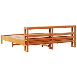 Cadre de lit sans matelas cire marron 180x200cm bois pin massif 