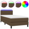 Sommier à lattes de lit et matelas et LED Marron foncé 90x200cm 
