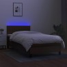 Sommier à lattes de lit et matelas et LED Marron foncé 90x200cm 