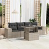 Salon de jardin 5 pcs avec coussins gris clair résine tressée 