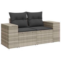 Salon de jardin 5 pcs avec coussins gris clair résine tressée 
