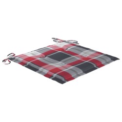 Chaises de jardin lot de 2 avec coussins à carreaux rouges Teck 