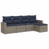 Salon de jardin 5 pcs avec coussins gris résine tressée 