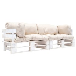 Canapés de jardin palette 2 pcs avec coussins Sable Pinède 