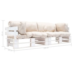 Canapés de jardin palette 2 pcs avec coussins Sable Pinède 