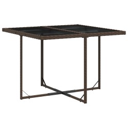 Ensemble à manger de jardin et coussins 9 pcs marron poly rotin 