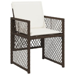 Ensemble à manger de jardin et coussins 9 pcs marron poly rotin 