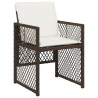 Ensemble à manger de jardin et coussins 9 pcs marron poly rotin 