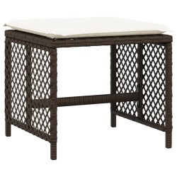 Ensemble à manger de jardin et coussins 9 pcs marron poly rotin 