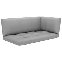 Salon de jardin palette 4pcs avec coussins Pin imprégné de gris 