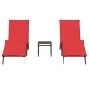 Chaises longues lot de 2 avec table marron résine tressée 