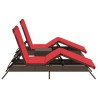 Chaises longues lot de 2 avec table marron résine tressée 