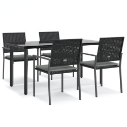 Ensemble à manger de jardin 5 pcs coussins résine tressée acier 