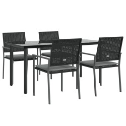 Ensemble à manger de jardin 5 pcs coussins résine tressée acier 