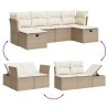 Salon de jardin avec coussins 6 pcs beige résine tressée 