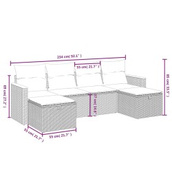 Salon de jardin avec coussins 6 pcs beige résine tressée 