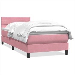 Sommier à lattes de lit avec matelas rose 90x210 cm velours 