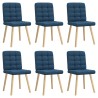 Chaises à manger lot de 6 bleu tissu 