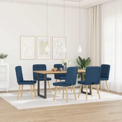 Chaises à manger lot de 6 bleu tissu 