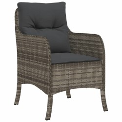 Ensemble à manger de jardin 3 pcs coussins gris résine tressée 
