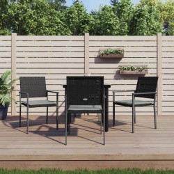 Ensemble à manger de jardin 5 pcs coussins résine tressée acier 