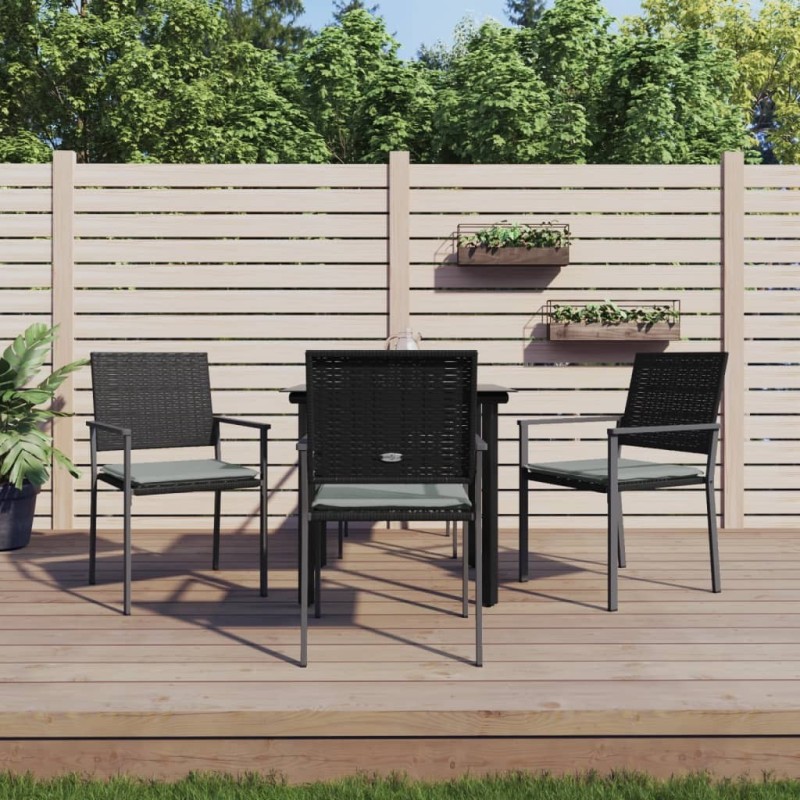 Ensemble à manger de jardin 5 pcs coussins résine tressée acier 