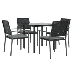 Ensemble à manger de jardin 5 pcs coussins résine tressée acier 