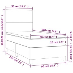 Sommier à lattes de lit avec matelas Taupe 90x190 cm Tissu 