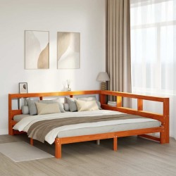 Lit bibliothèque sans matelas cire marron 180x200 cm pin massif 