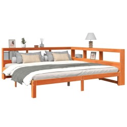 Lit bibliothèque sans matelas cire marron 180x200 cm pin massif 