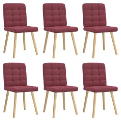 Chaises à manger lot de 6 rouge bordeaux tissu 
