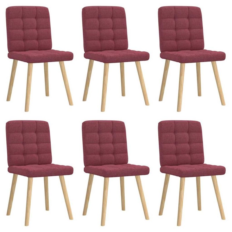 Chaises à manger lot de 6 rouge bordeaux tissu 
