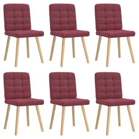 Chaises à manger lot de 6 rouge bordeaux tissu 