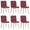 Chaises à manger lot de 6 rouge bordeaux tissu 