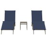 Chaises longues lot de 2 avec table gris résine tressée 