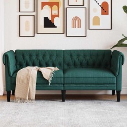 Canapé Chesterfield 2 places vert foncé tissu 