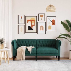 Canapé Chesterfield 2 places vert foncé tissu 