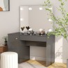 Table de maquillage avec éclairage LED MDF Gris brillant 