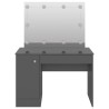 Table de maquillage avec éclairage LED MDF Gris brillant 
